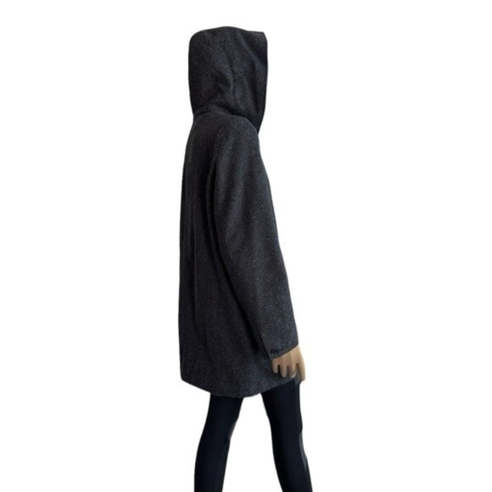 JASON KOLE Women's Charcoal Grey Wool Coat Size M Hooded Button Front Lined VG - Picture 7 of 9